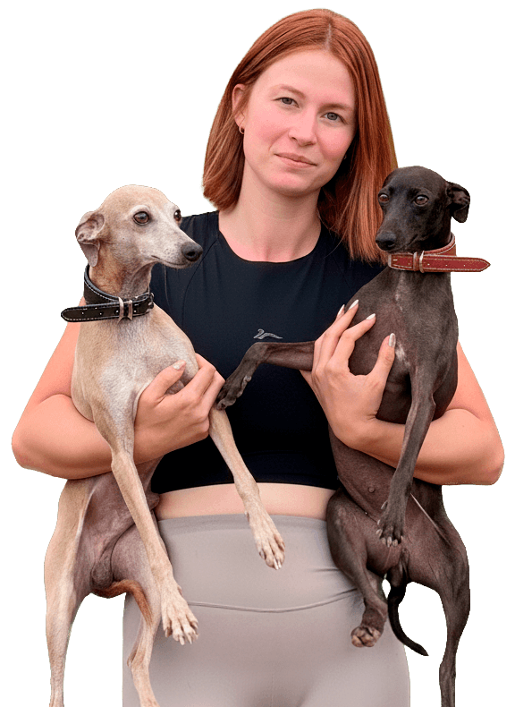 Elena con sus Galgos Italianos